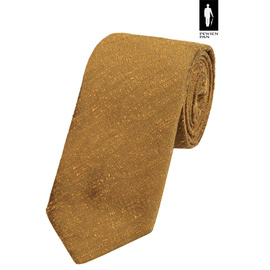Krawat musztardowy z jedwabnego szantungu